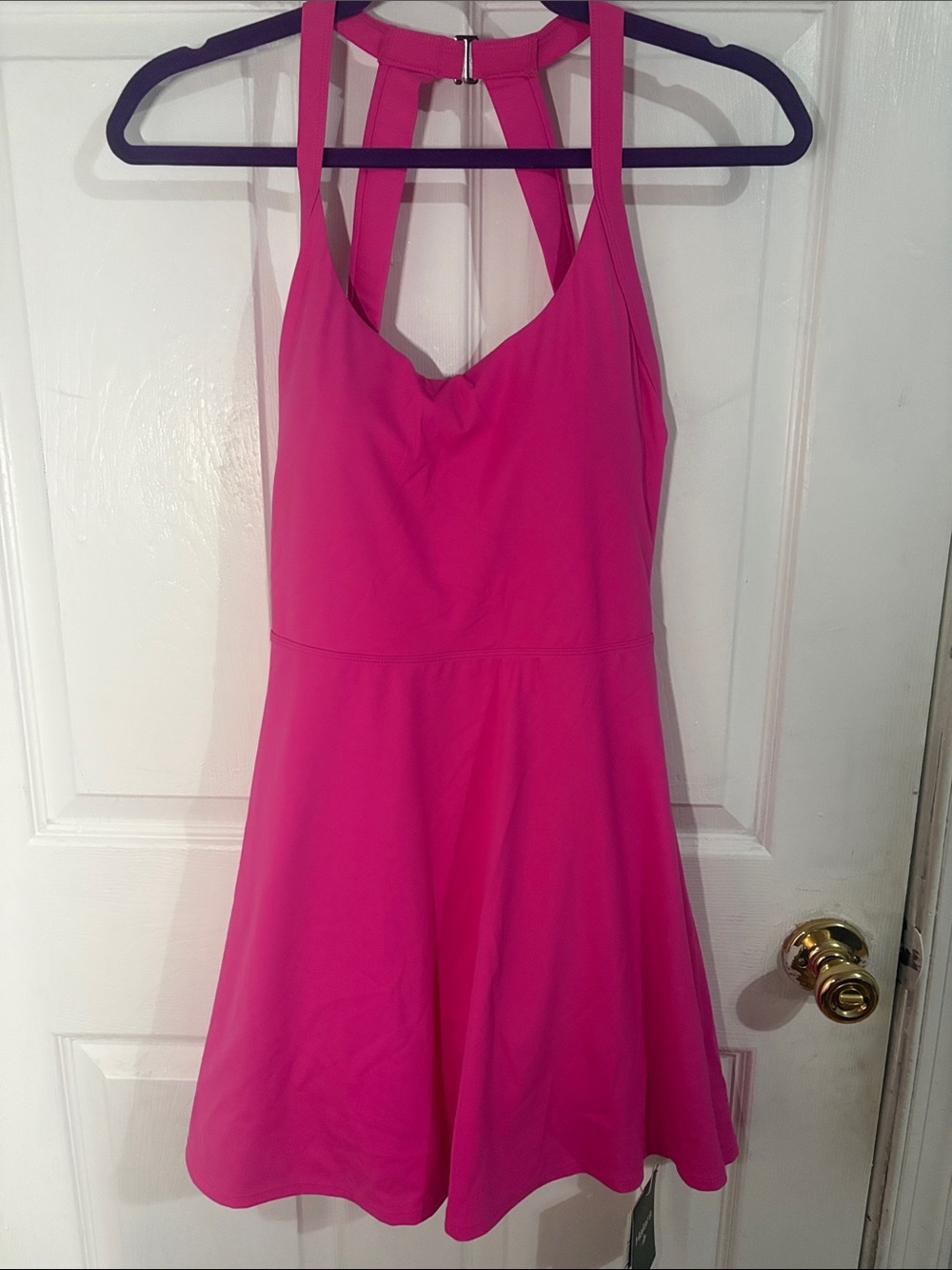 HALARA Hot Pink Halter Skater One-Piece